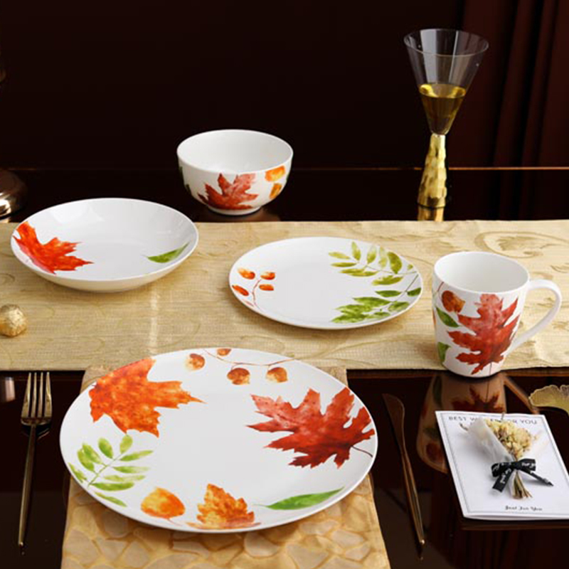 High Temperature On-glaze Dinnerware Set with Mapl