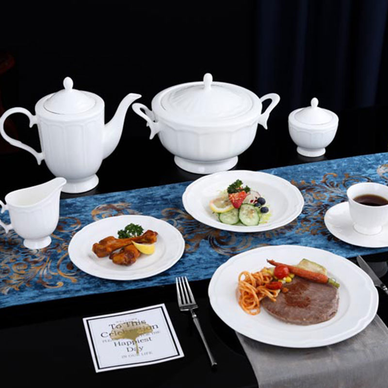 New Bone China Plain White Dinnerset for Daily use···